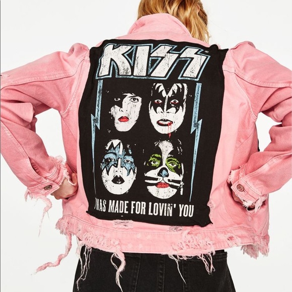 pink kiss denim jacket
